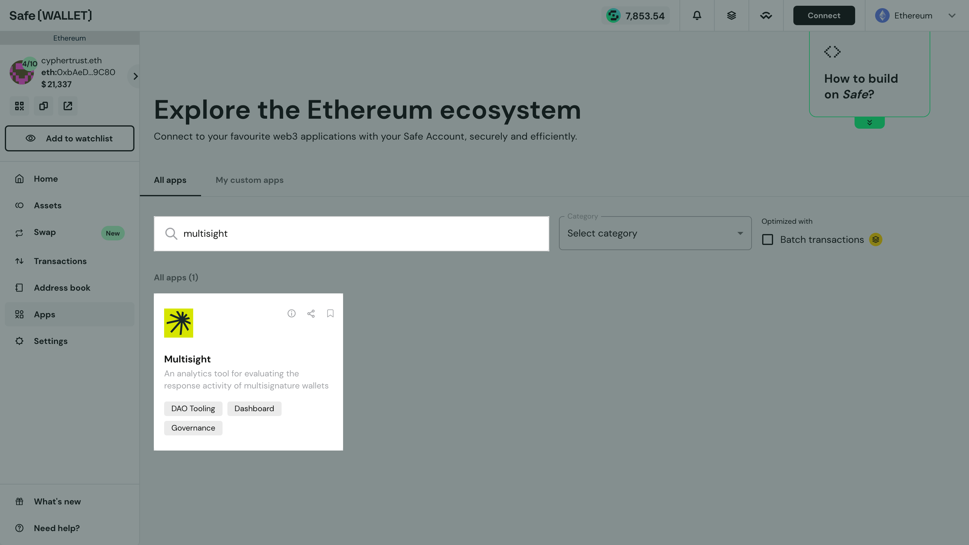 Safe Wallet apps page
