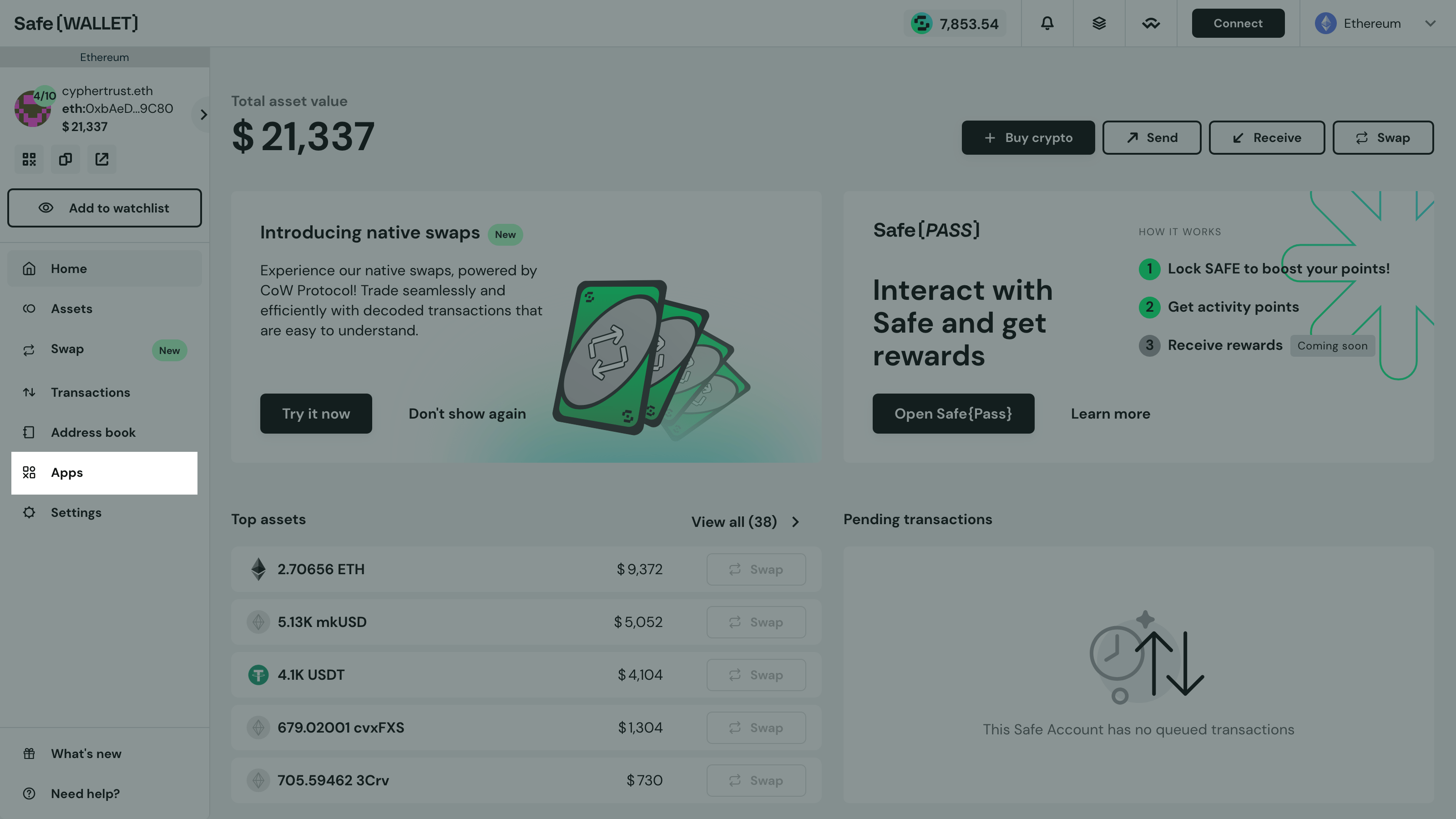Safe Wallet homepage